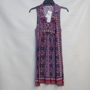 Patrons of Peace Sleeveless Collared Abstract Multicolor Midi Dress Size XS NWT